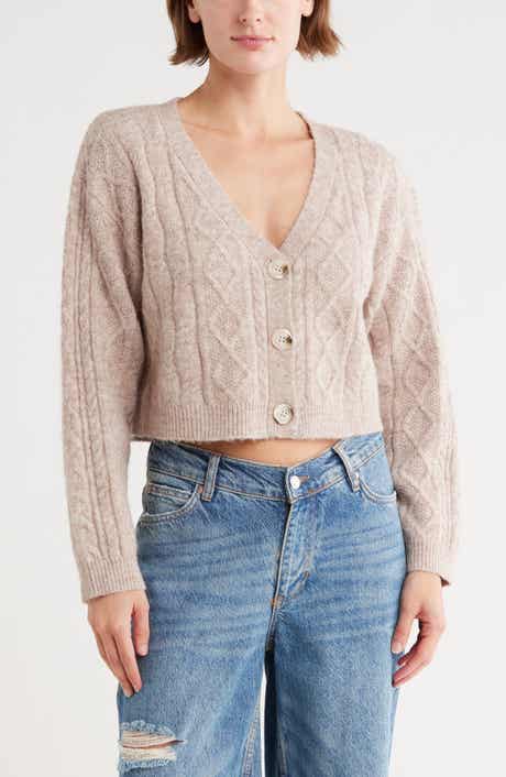 Topshop Cable Crop Cardigan
