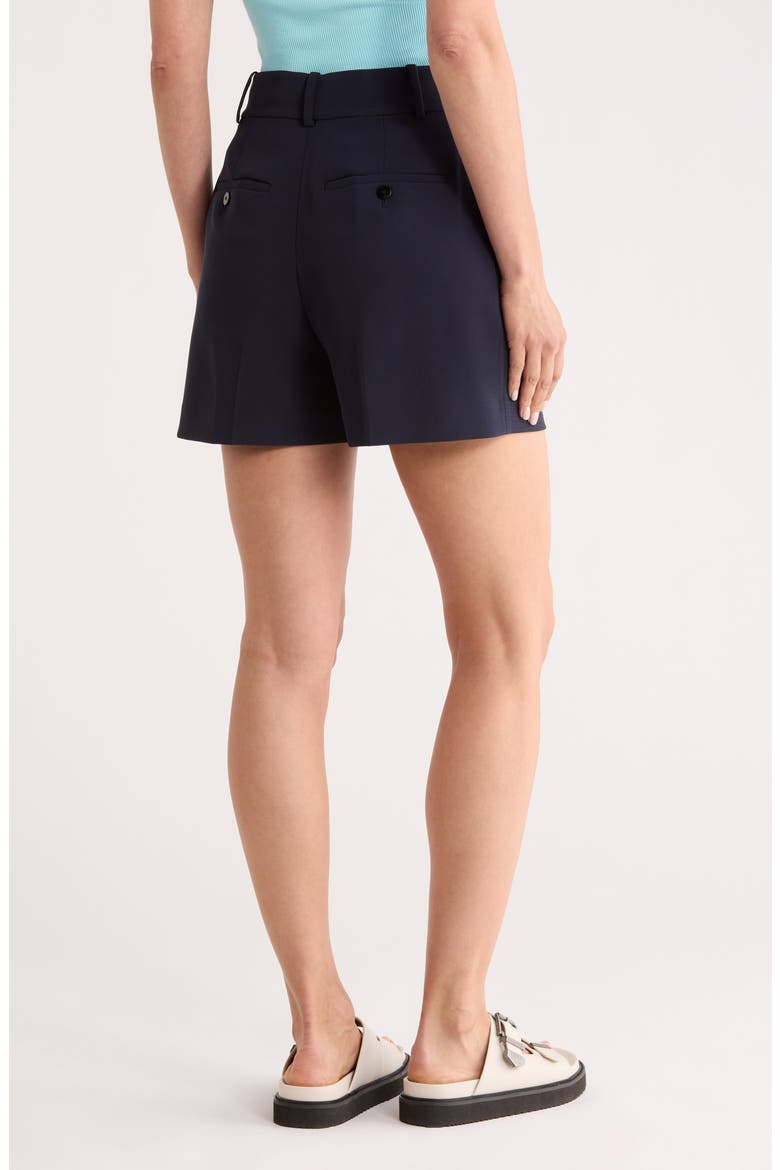High Waist Pleat Crepe Shorts, Alternate, color, NEW NAVY
