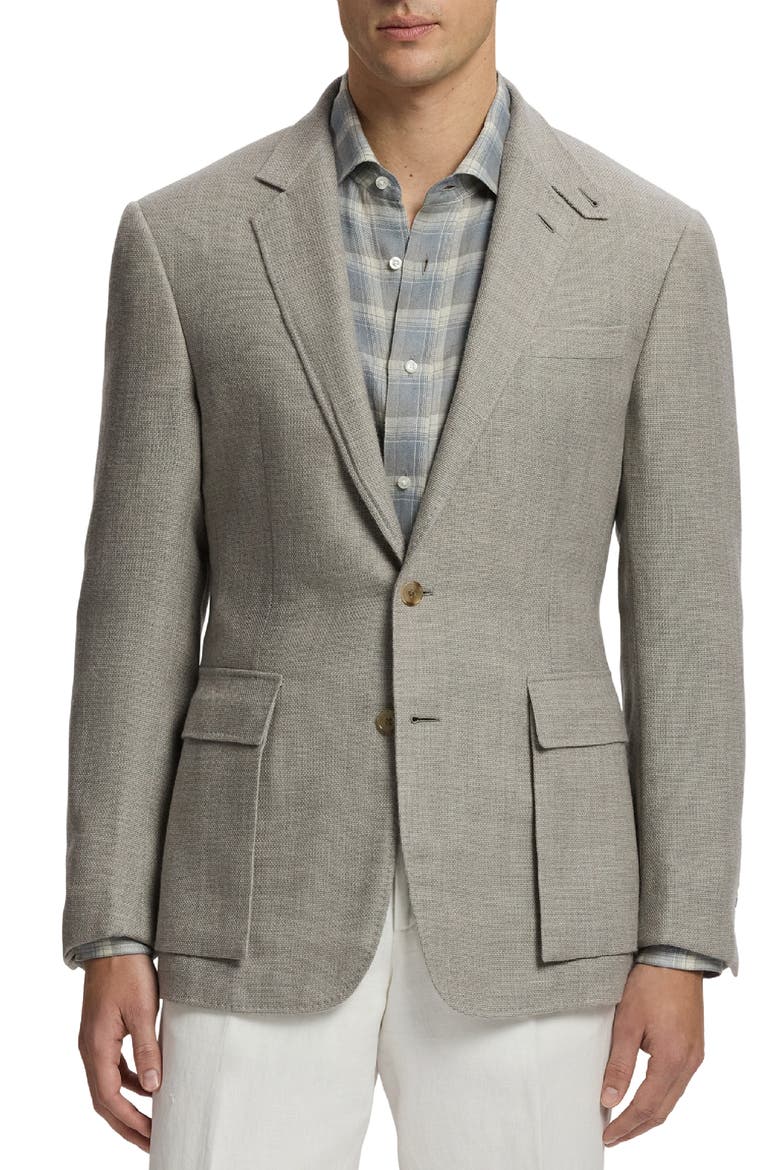 Textured Open Weave Cashmere and Wool Sport Coat, Main, color, PEARL GREY