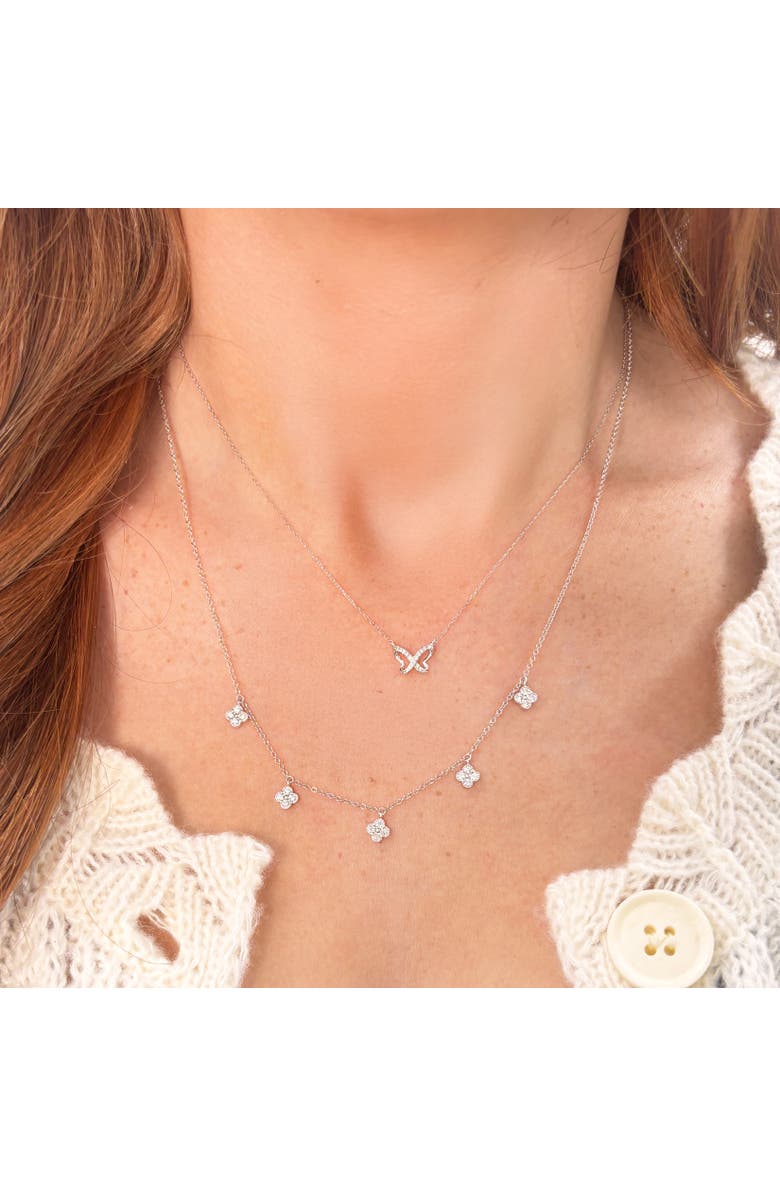 The Lovery Fine Jewelry Mini Diamond Butterfly Cutout Necklace, Alternate, color, White Gold