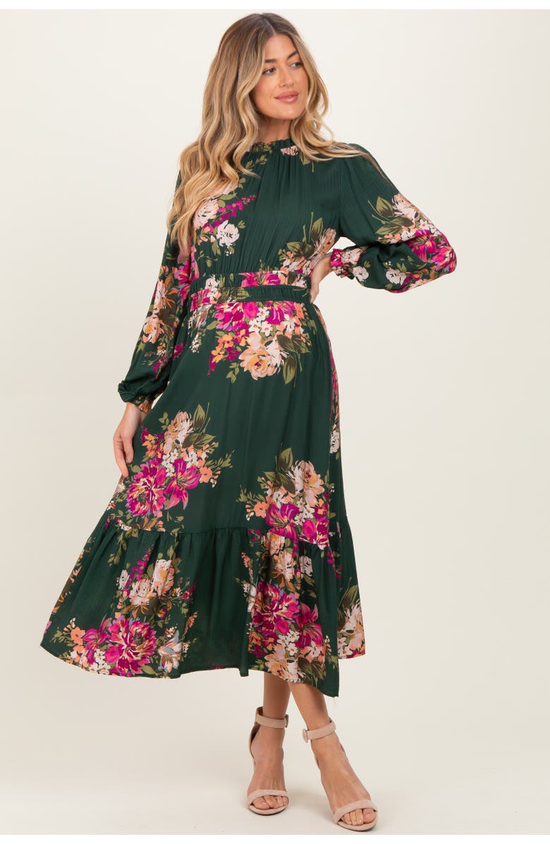 PinkBlush Floral Long Sleeve Midi Dress, Alternate, color, 