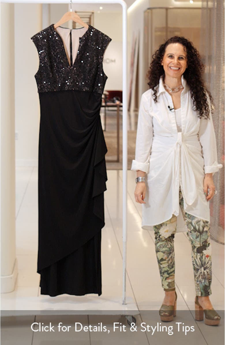 Sequin Corded Lace Bodice Empire Waist Gown, sales video thumbnail