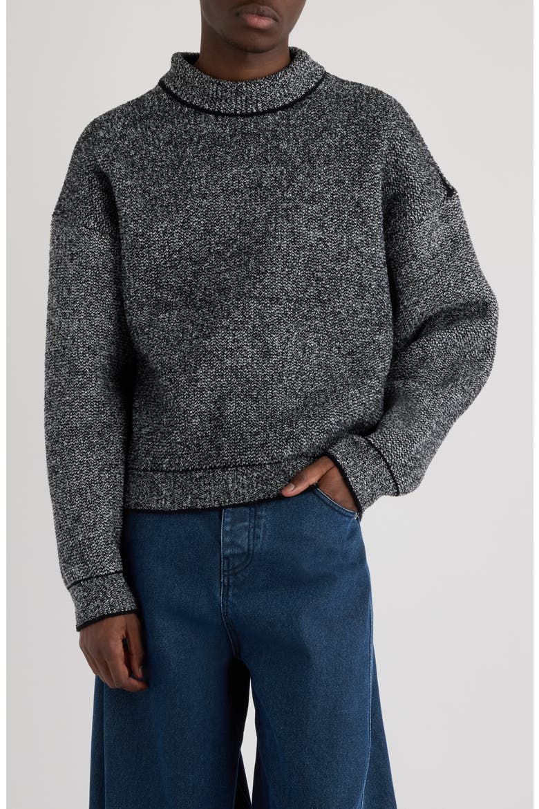 La Maille Curvo Oversize Mock Neck Sweater, Main, color, MULTI-WHITE