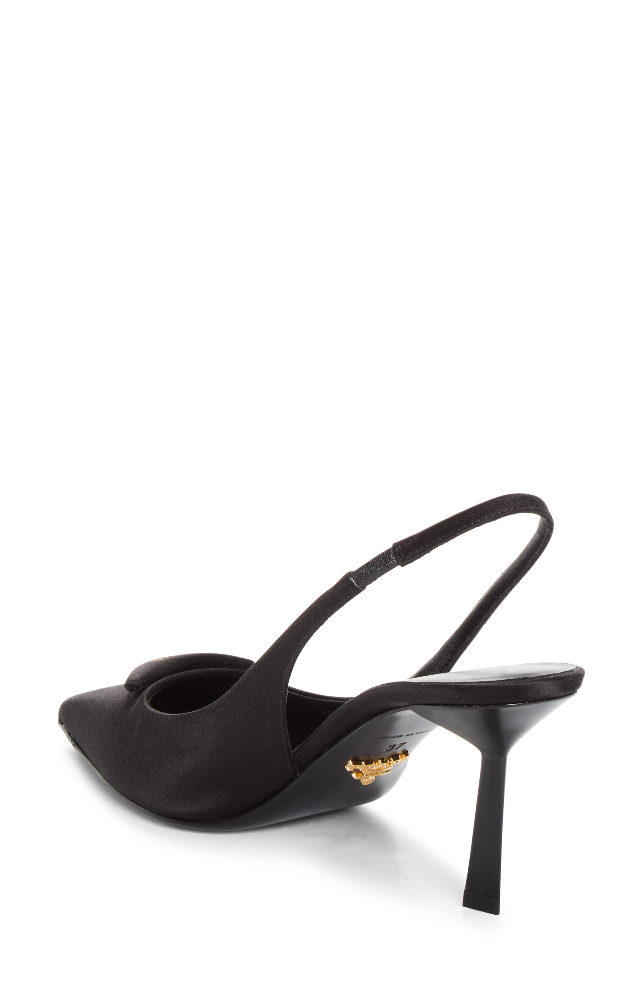 Satin Logo Slingback Pump, Alternate, color, NERO