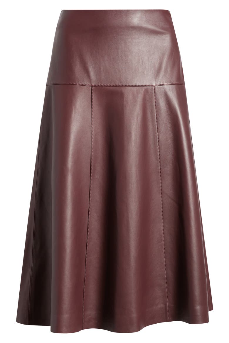 Sevani A-Line Leather Midi Skirt, Alternate, color, MED RD
