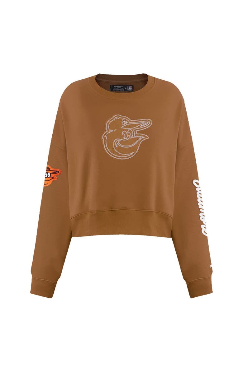 PRO STANDARD Women's Pro Standard Brown Baltimore Orioles Paint The City Pullover Cropped Sweatshirt, Alternate, color, 