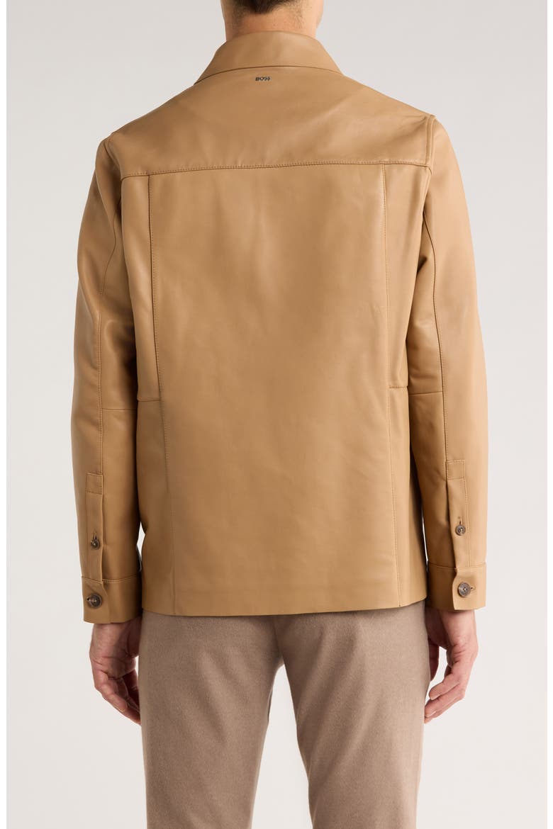 Malid Leather Button-Up Shirt Jacket, Alternate, color, MEDIUM BEIGE
