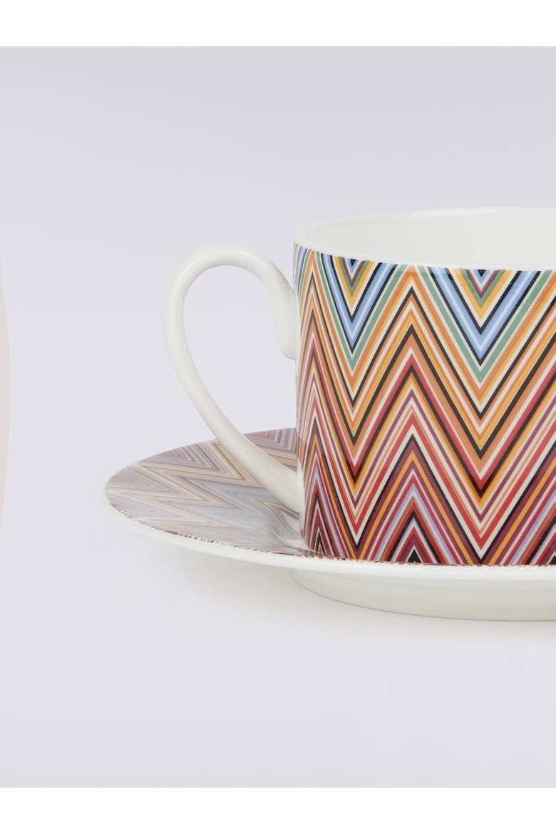 Zigzag Jarris Set Of 6 Tea Cups & Saucers, Alternate, color, Red