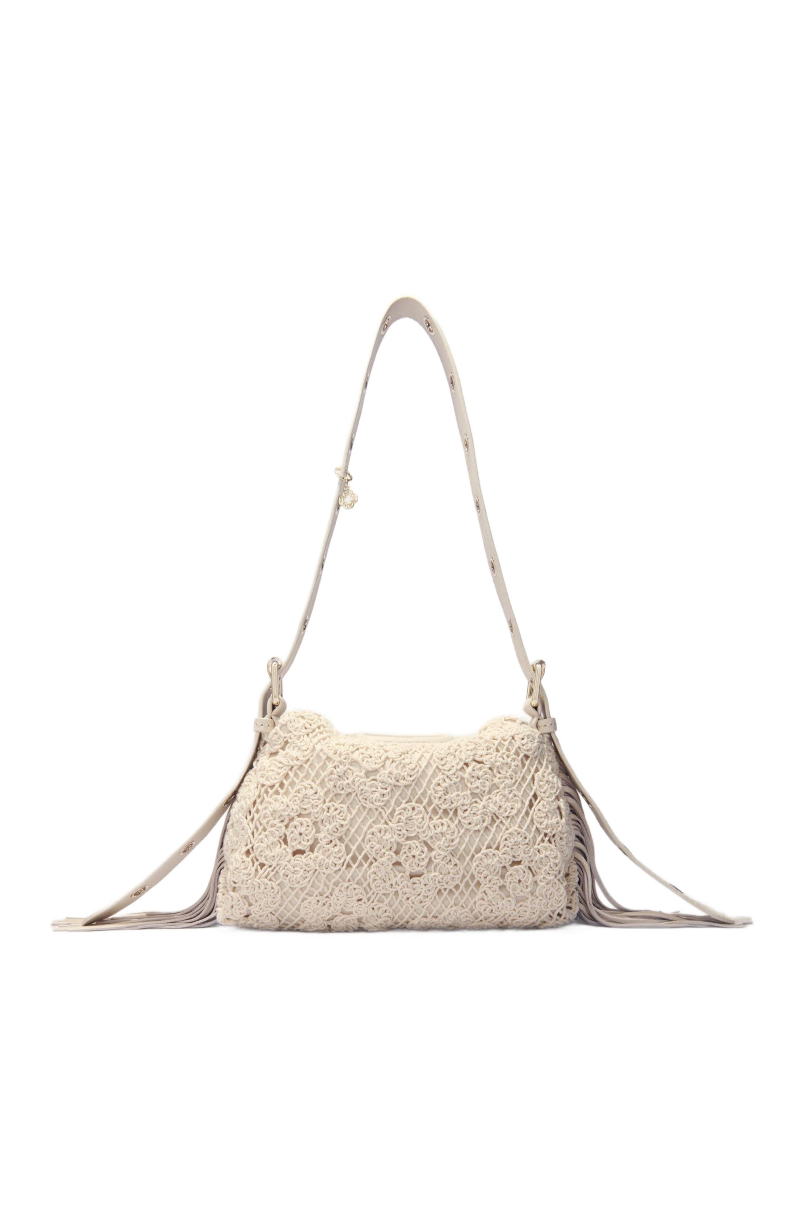maje Crochet-knit mini Miss M bag, Alternate, color, 