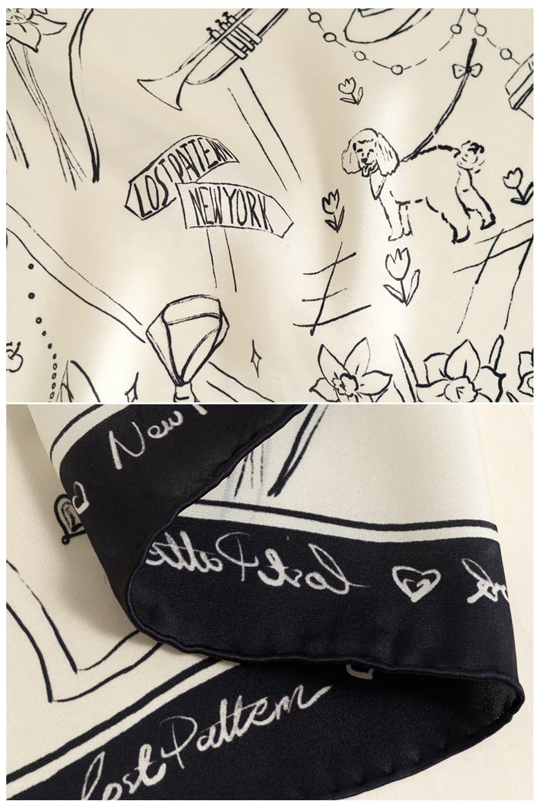 NYC in Sketches Silk Pocket Square, Alternate, color, WHITE