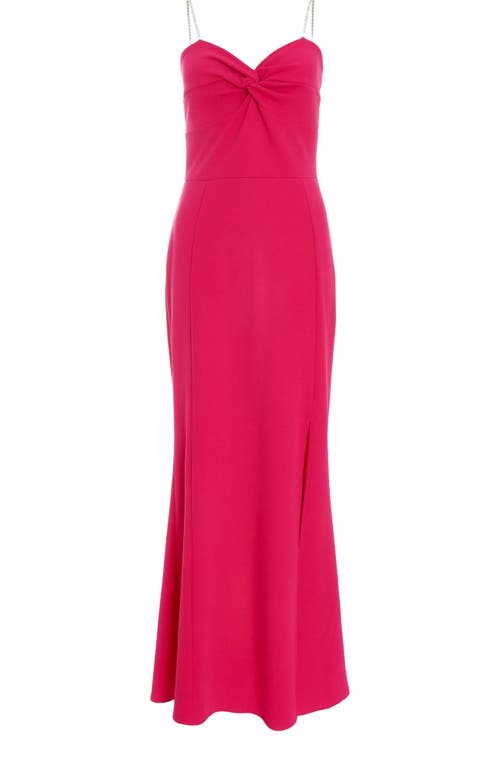 Quiz Scuba Crepe Dress With Diamante Straps In Magenta