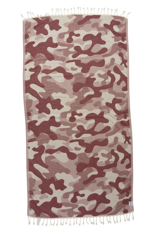 InfuseZen Camo Print Organic Sand Resistant Reversible Turkish Towel in Burgundy  product
