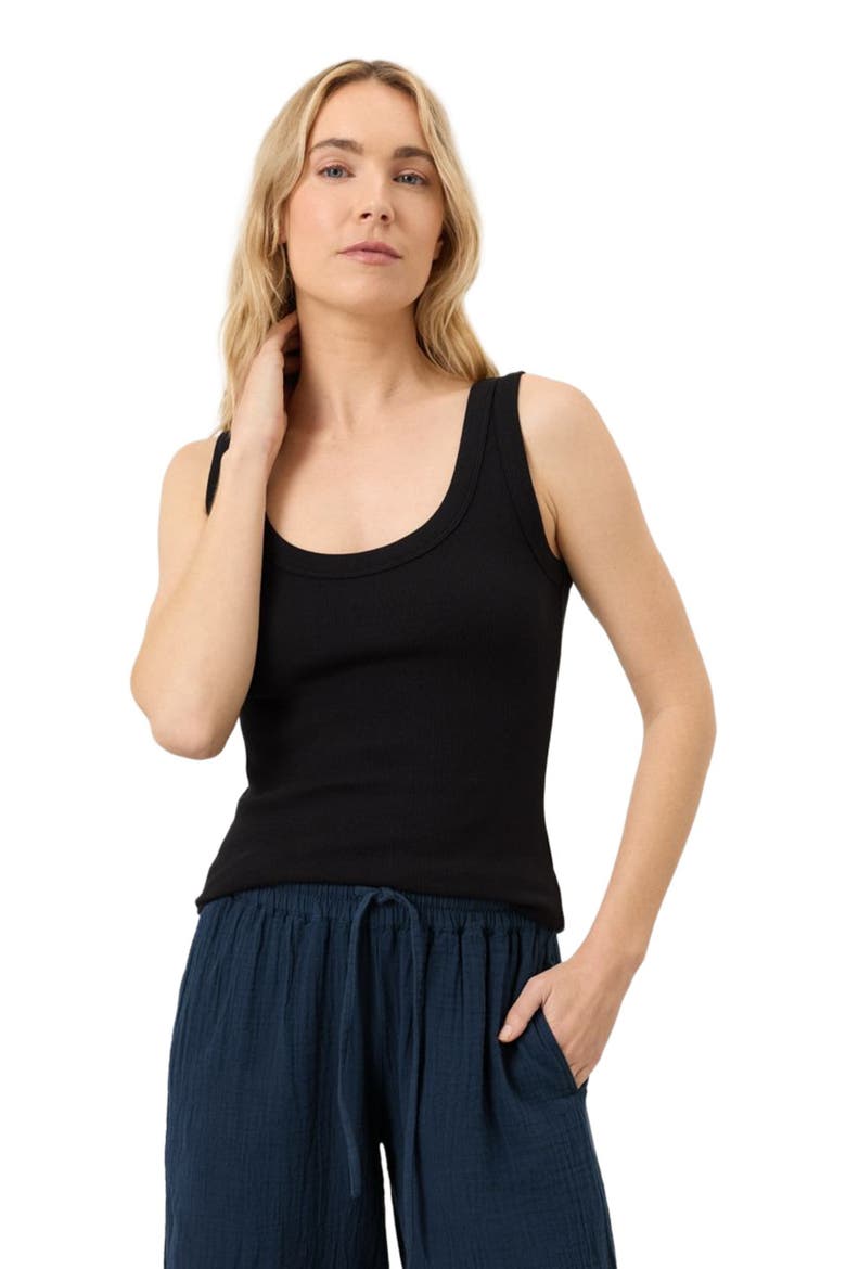 Perfect Rib Scoop Neck Tank Made With Organic Cotton, Alternate, color, Black