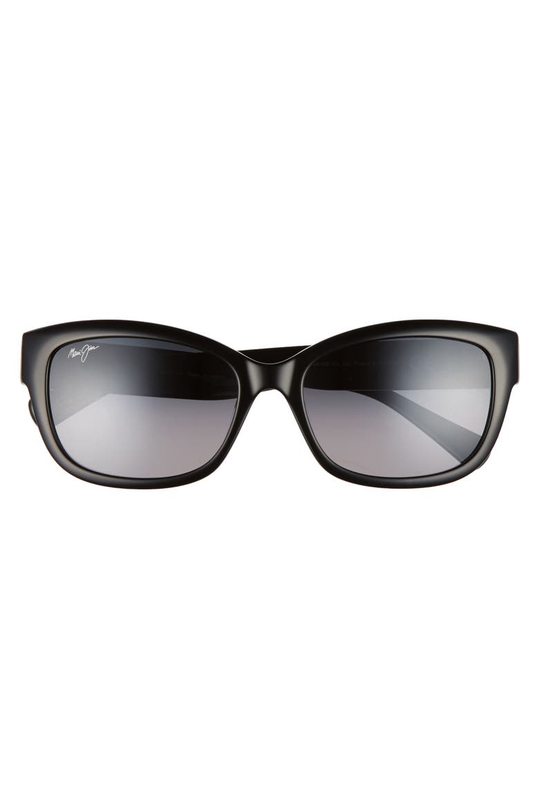 Plumeria 55mm PolarizedPlus2® Cat Eye Sunglasses, Alternate, color, GLOSS BLACK/ NEUTRAL GREY