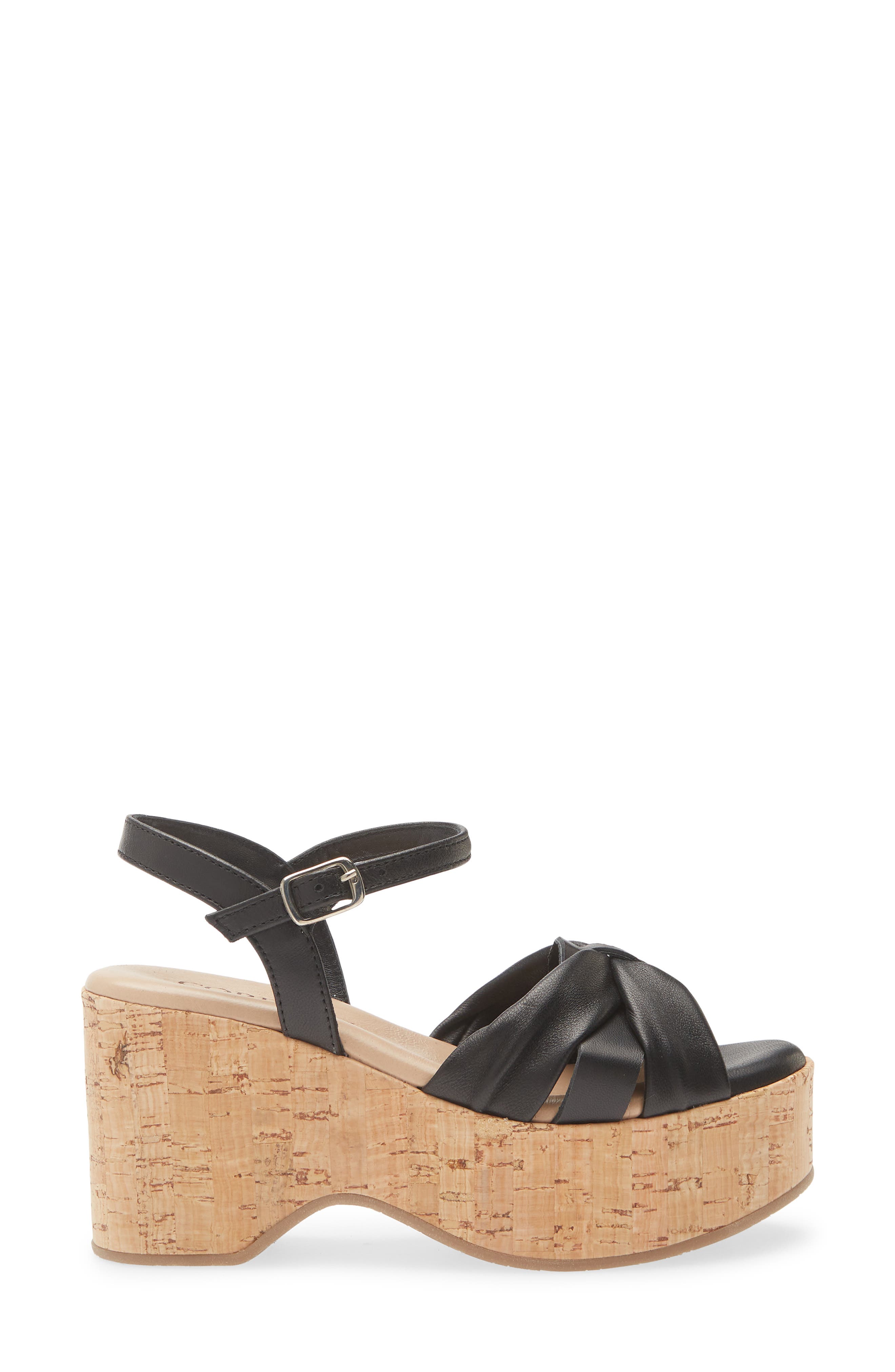 Cordani Jeffy Cork Platform Sandal, Alternate, color, Black Leather