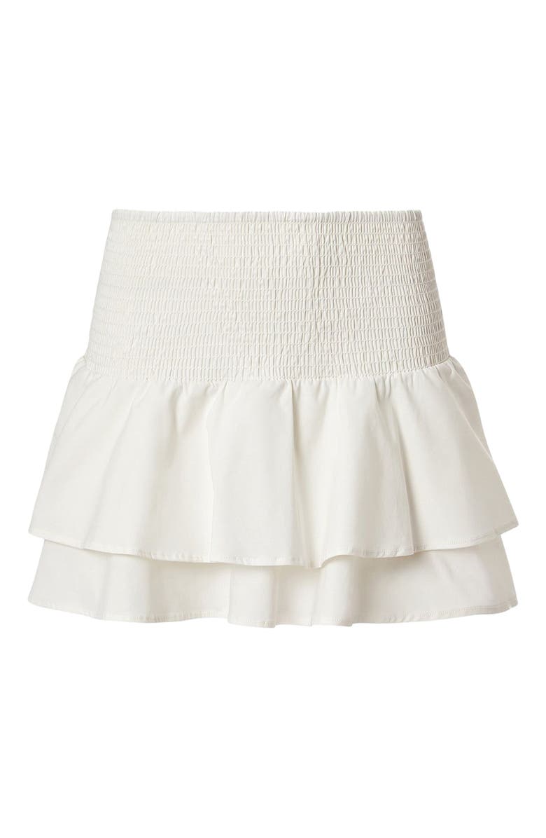 WeWoreWhat Smocked Ruffle Mini Skirt, Alternate, color, Ivory