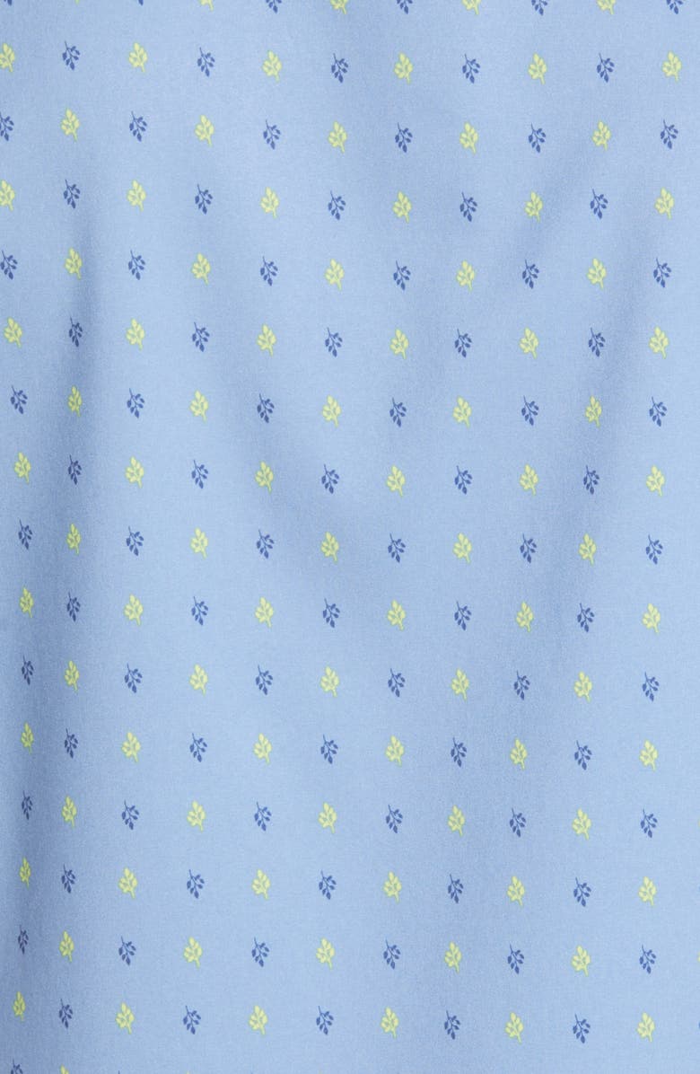 Mizzen+Main Leeward Trim Fit Leaf Print Short Sleeve Performance Button-Up Shirt, Alternate, color, 