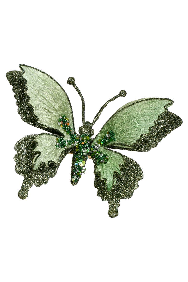 Glitter Fantasy Butterfly Clip, Set of 12, Main, color, Frosted Dark Green