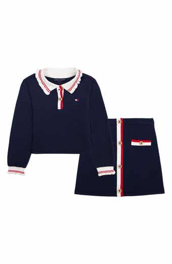 Kids' Polo Long Sleeve Top and Skirt Set