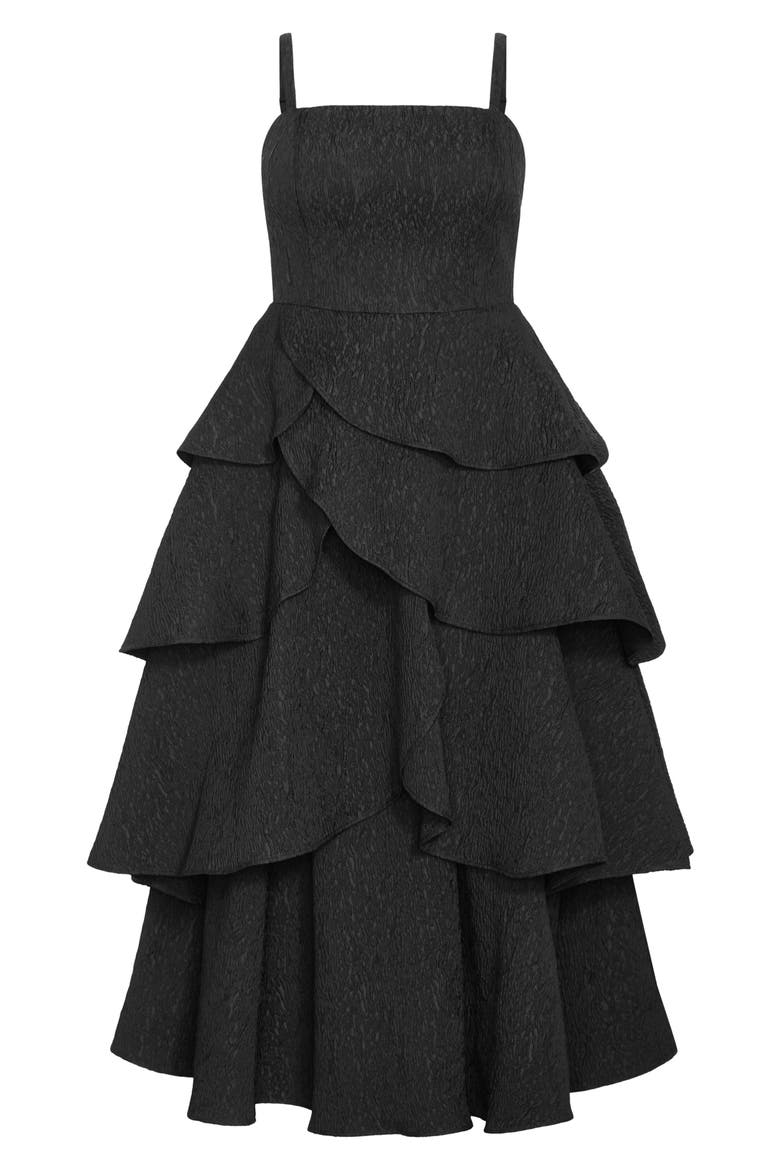 Elizabether Ruffle Sleeveless Maxi Dress, Alternate, color, BLACK