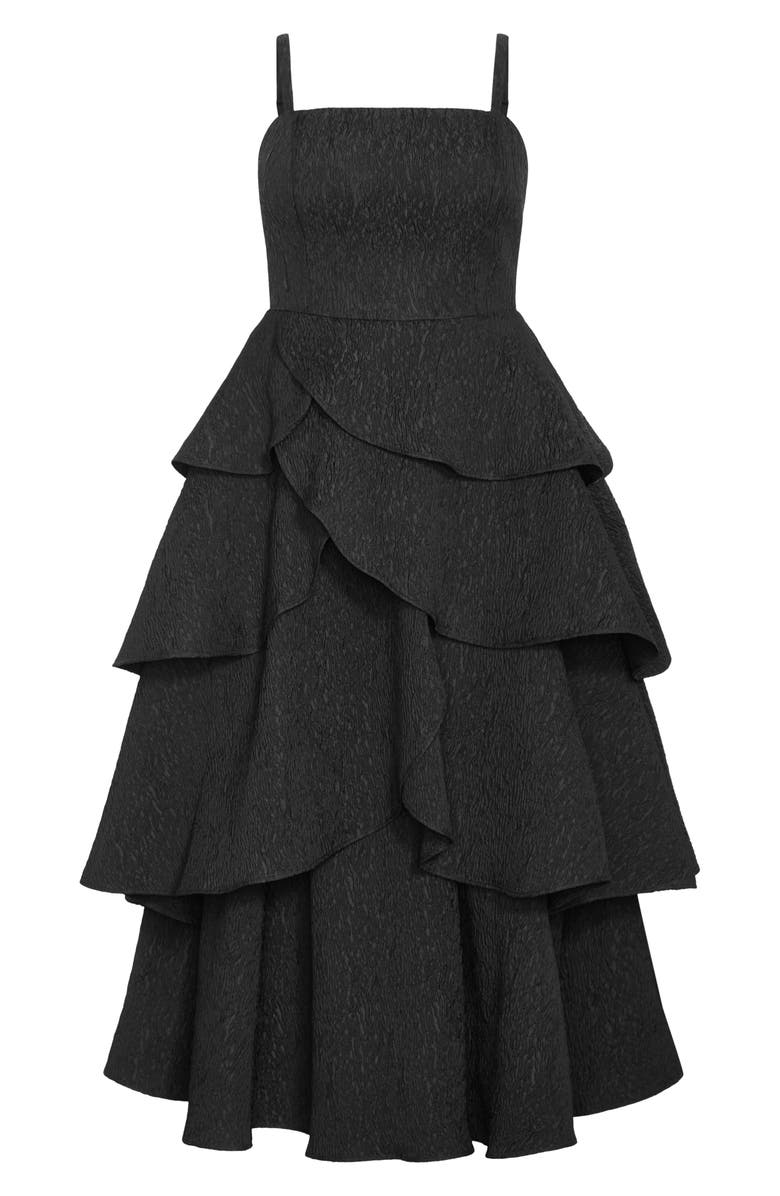 City Chic Elizabether Ruffle Sleeveless Maxi Dress, Alternate, color, Black