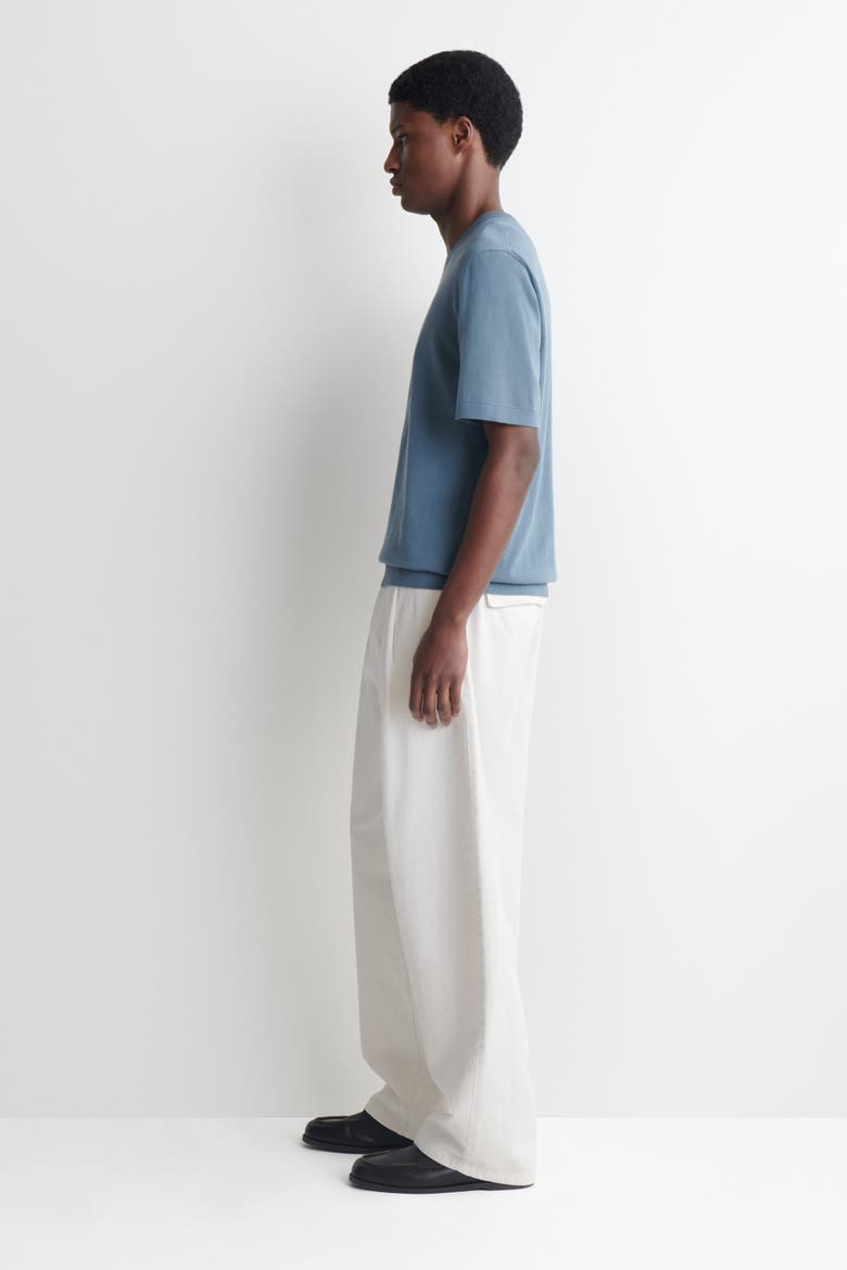 Knitted Cotton T-shirt, Alternate, color, BLUE