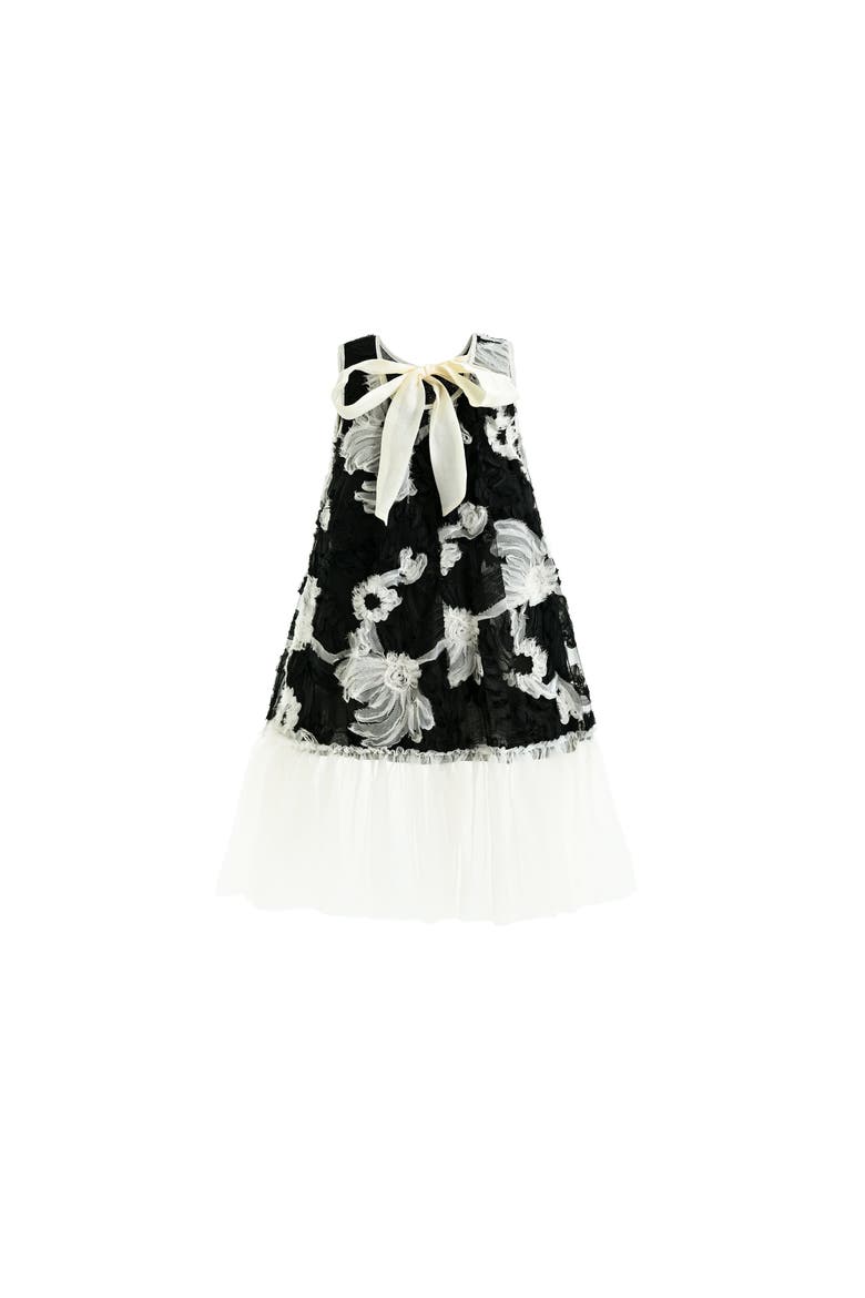 Floral Tulle Sleeveless Dress, Alternate, color, Black