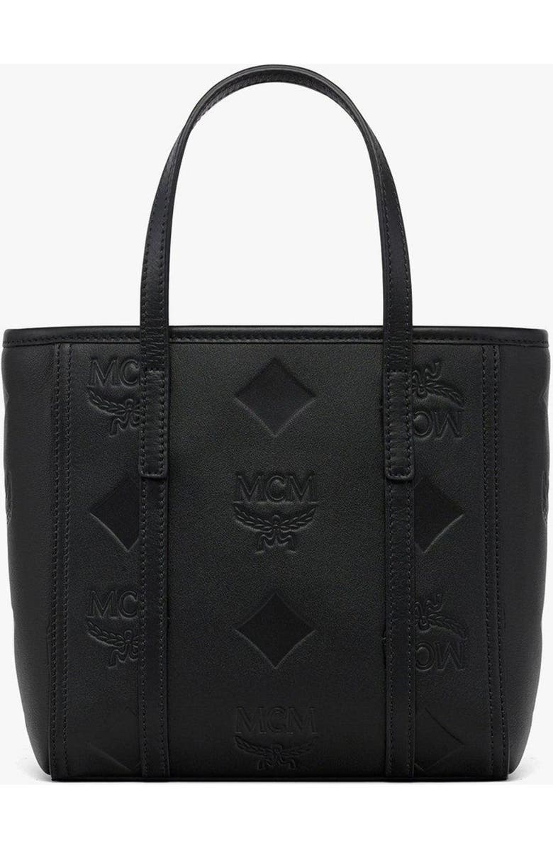 MCM Mini Toni Top-Zip Shopper in Maxi Monogram Leather, Alternate, color, Black