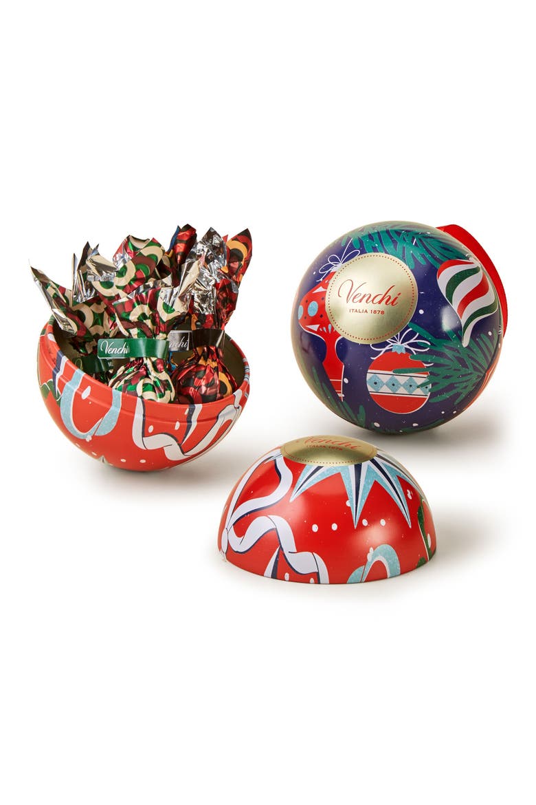 Holiday Metal Bauble Assorted Chocolates Tin, Alternate, color, RED