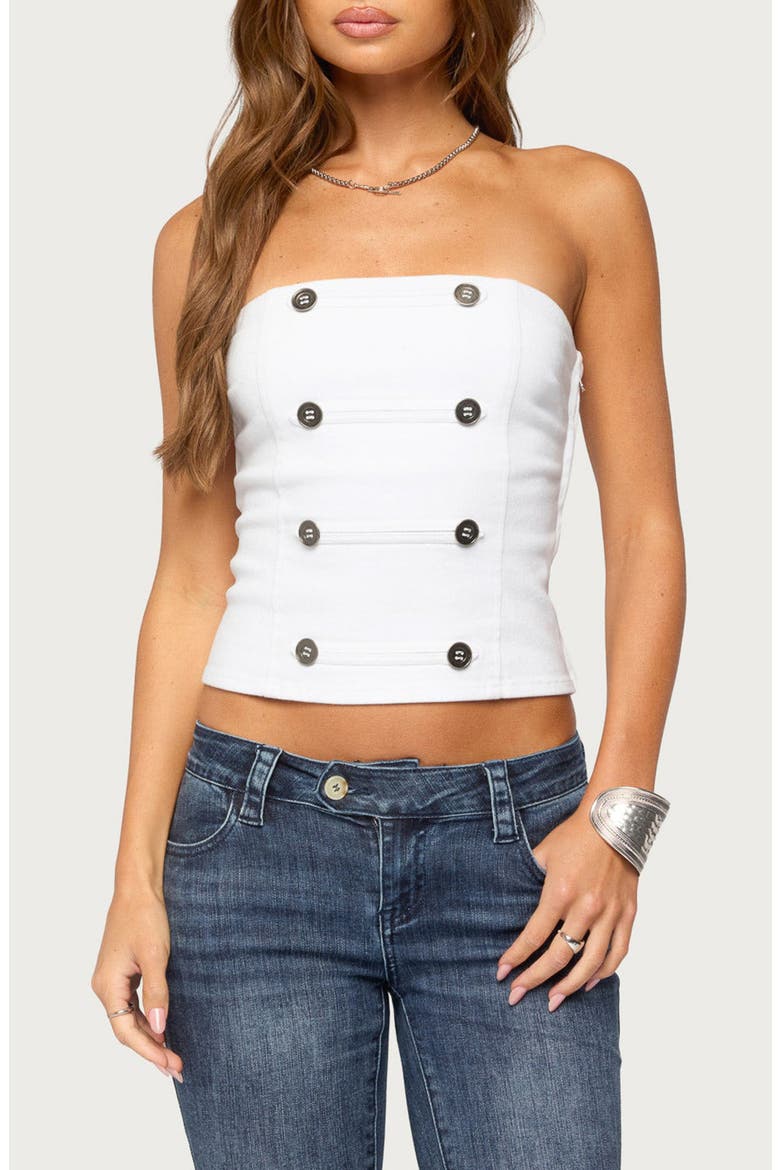 Tanda Napoleon Strapless Top, Main, color, WHITE