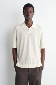 COS Textured Knitted Linen Polo Shirt