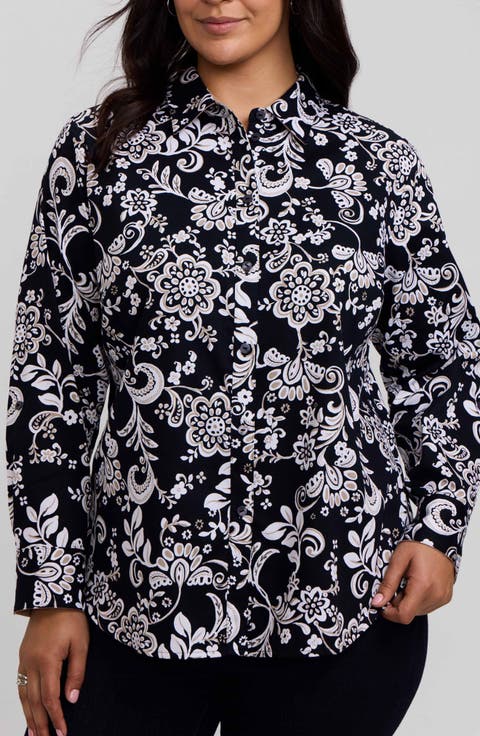 Margie Daisy Cotton Button-Up Shirt