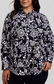 Foxcroft Margie Daisy Cotton Button-Up Shirt