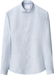 Eton Regular Fit Bengal Stripe Linen Dress Shirt