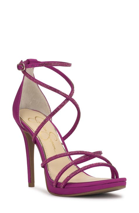 Plum strappy fashion heels