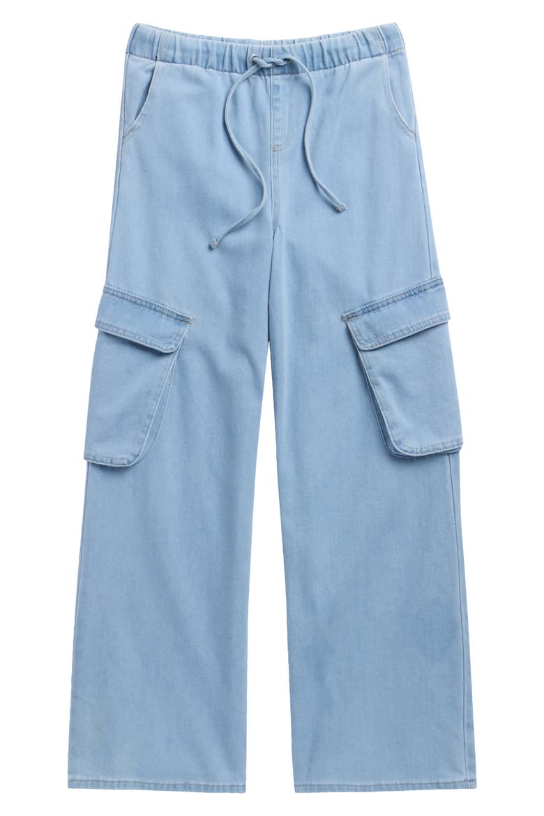 Kids' Pull-On Cargo Jeans, Main, color, LIGHT INDIGO