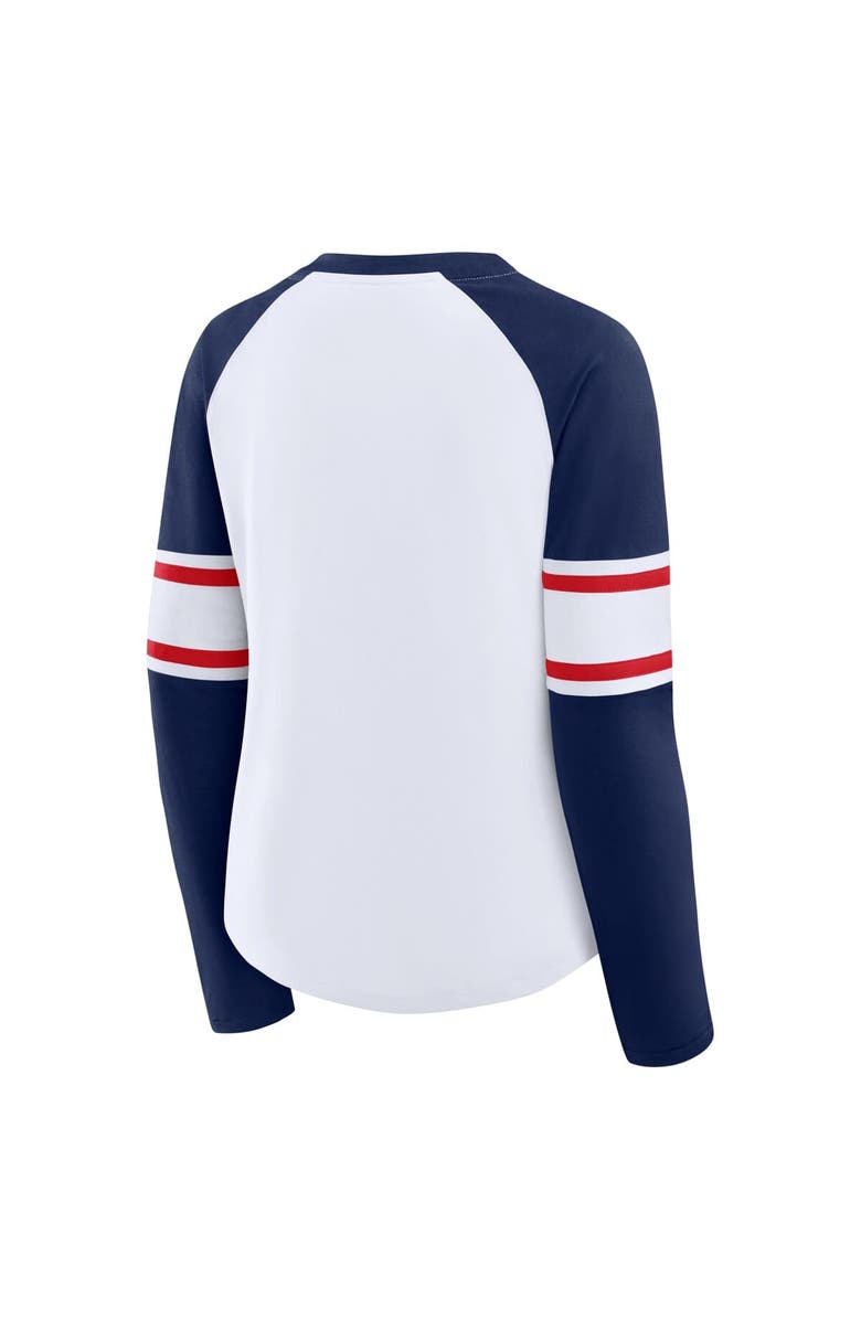 FANATICS Women's Fanatics White/Navy New England Patriots Redzone Blitz Package Raglan Lace-Up V-Neck Long Sleeve T-Shirt, Alternate, color, White