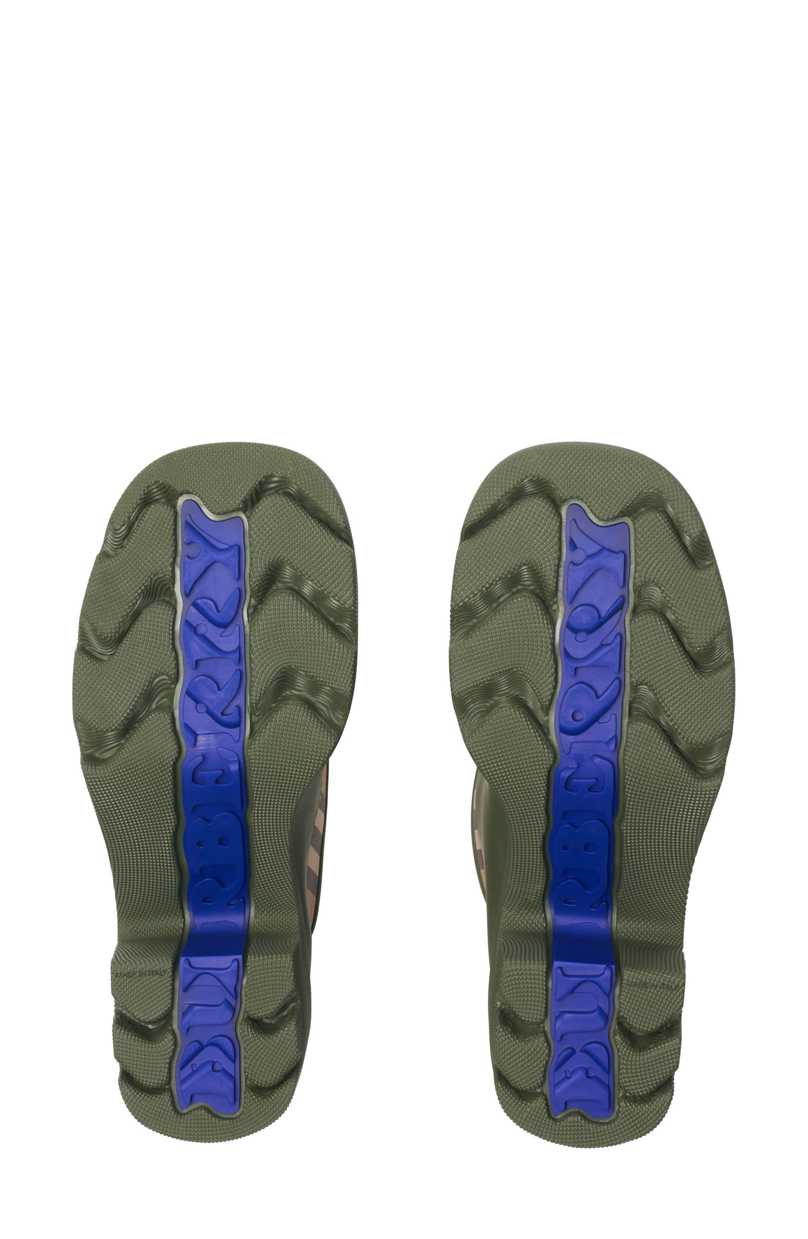 Burberry Marsh Stamp Heel Rain Boots, Alternate, color, Loch