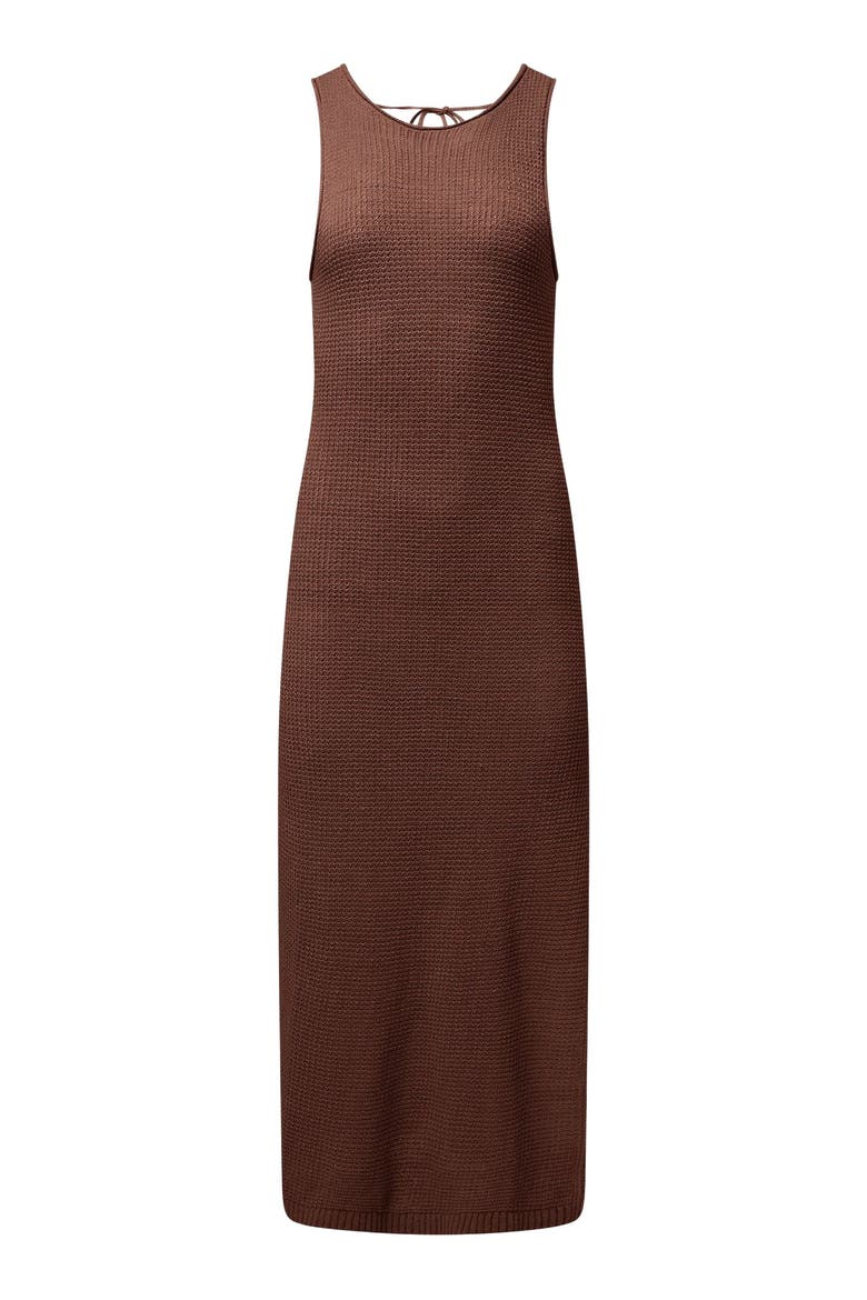 Linen Knit Low Scoop Back Maxi Dress, Alternate, color, Brown