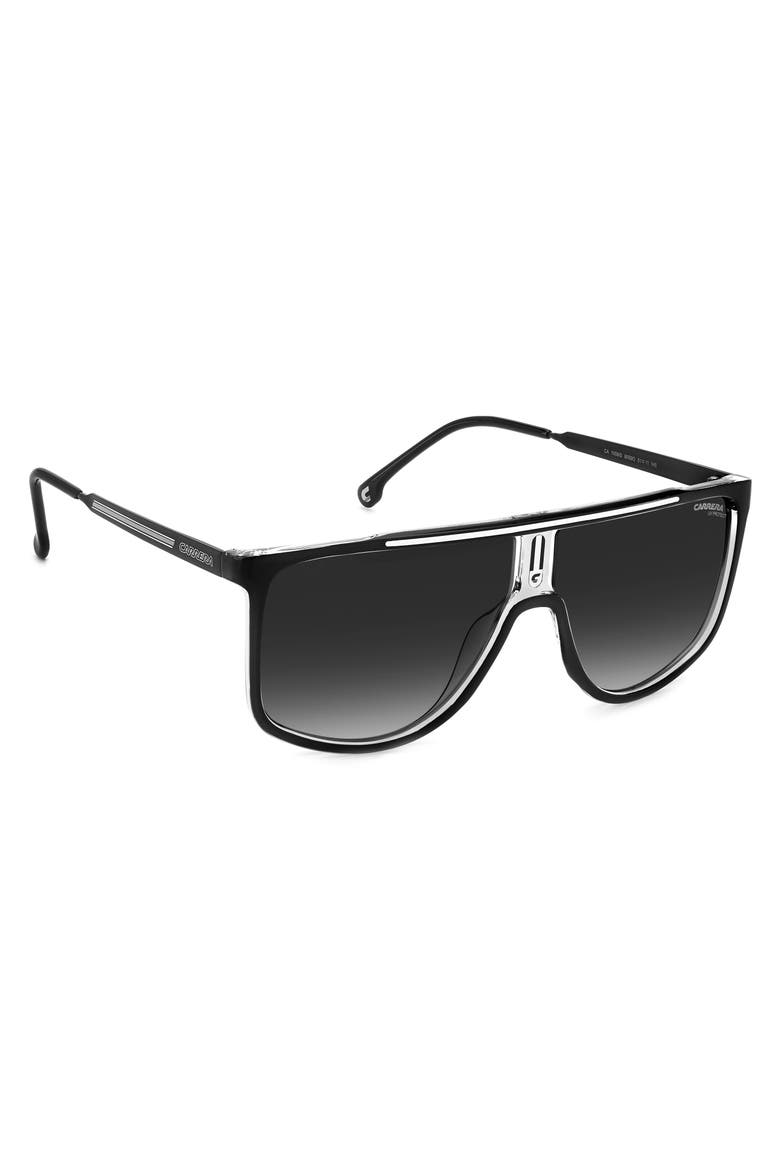 61mm Gradient Flat Top Sunglasses, Alternate, color, BLACK WHITE/ GREY SHADED