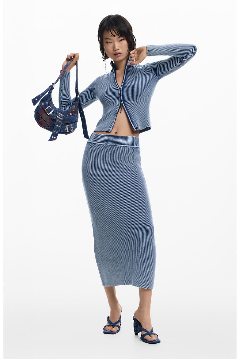 Rib Maxi Skirt, Alternate, color, NAVY