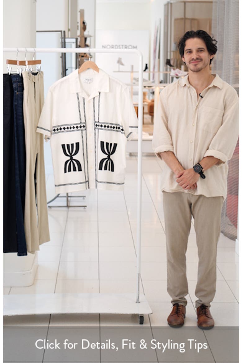Didcot Embroidered Short Sleeve Cotton & Linen Button-Up Shirt video