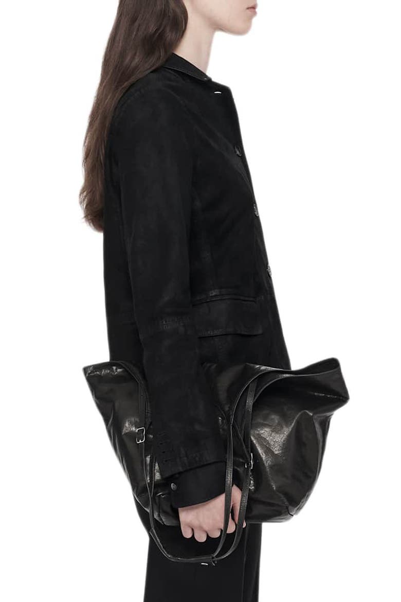 Surveya Leather Blazer, Alternate, color, BLACK