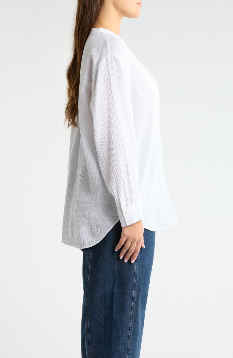 Eileen Fisher Mandarin Collar Button-Up Top, Alternate, color, White