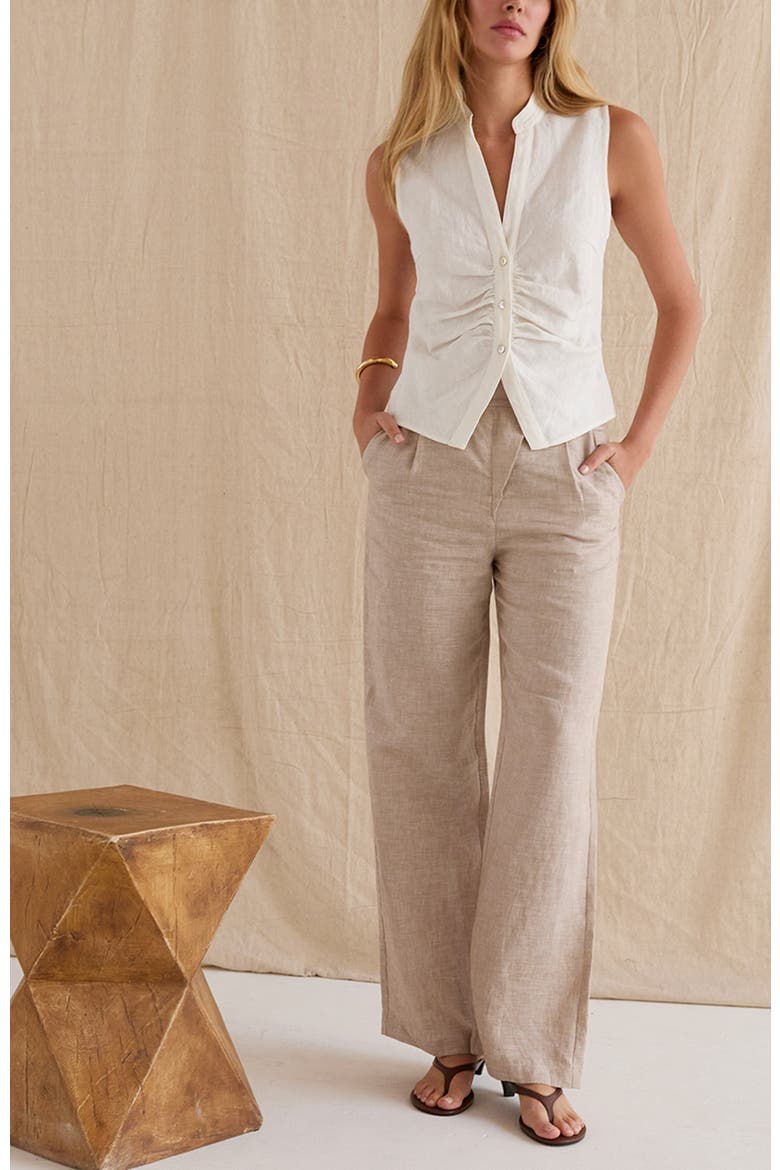 Linen Wide Leg Pants, Alternate, color, Oatmeal