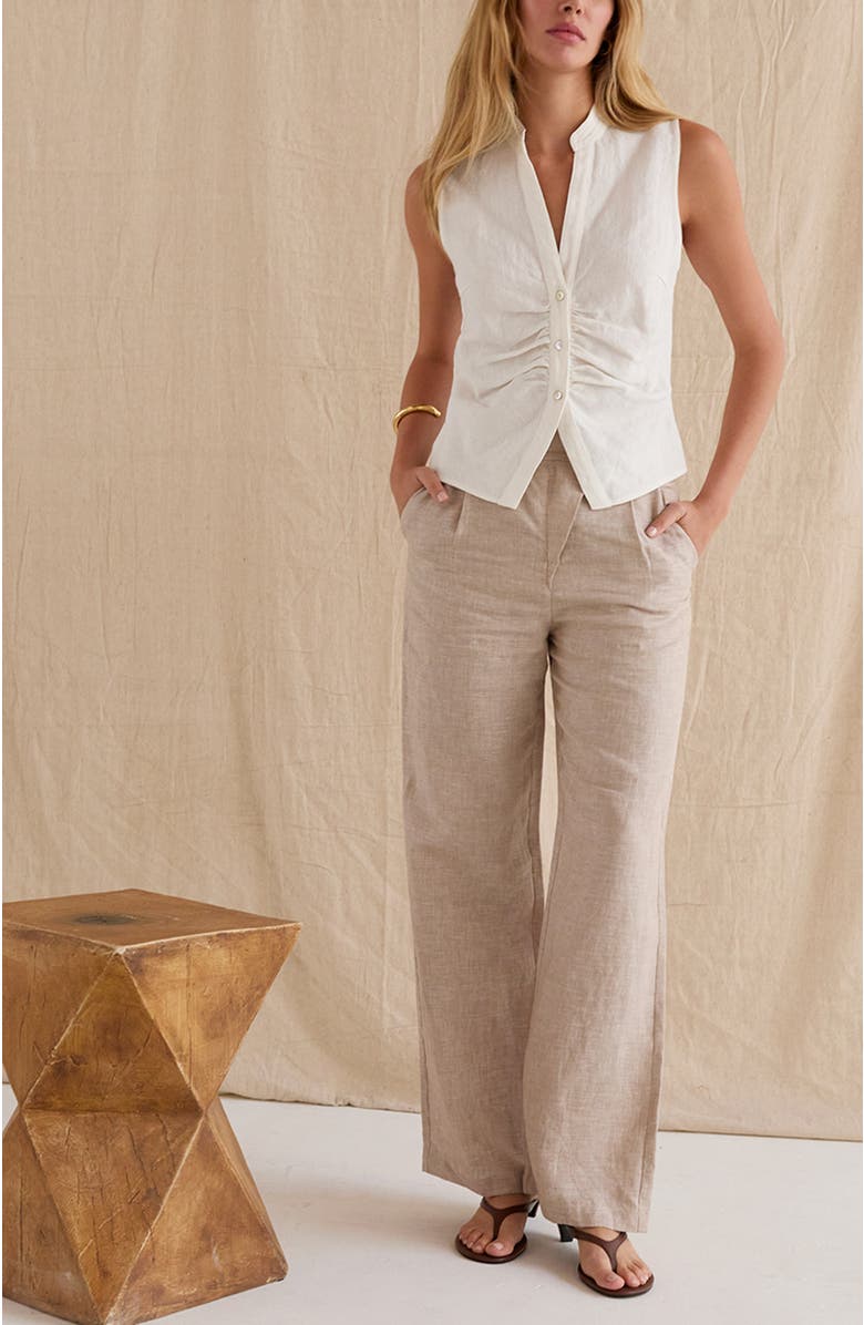 CRESCENT Linen Wide Leg Pants, Alternate, color, Oatmeal
