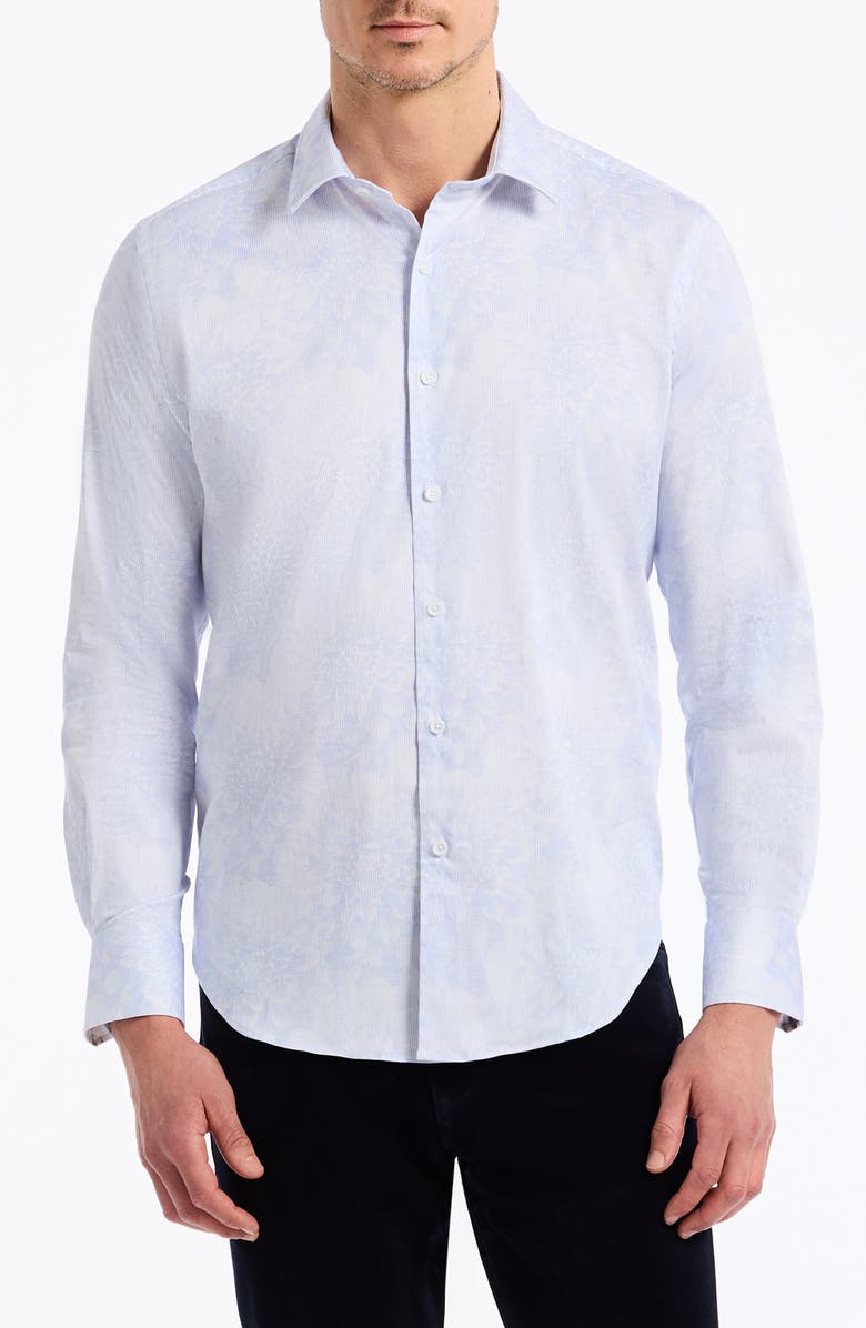 Robert Graham Lexington Stretch Cotton Button-Up Shirt, Main, color, Light Blue