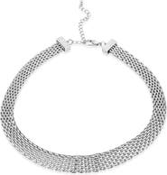 SAVVY CIE JEWELS Graduated Mesh Greek Key Collar Necklace