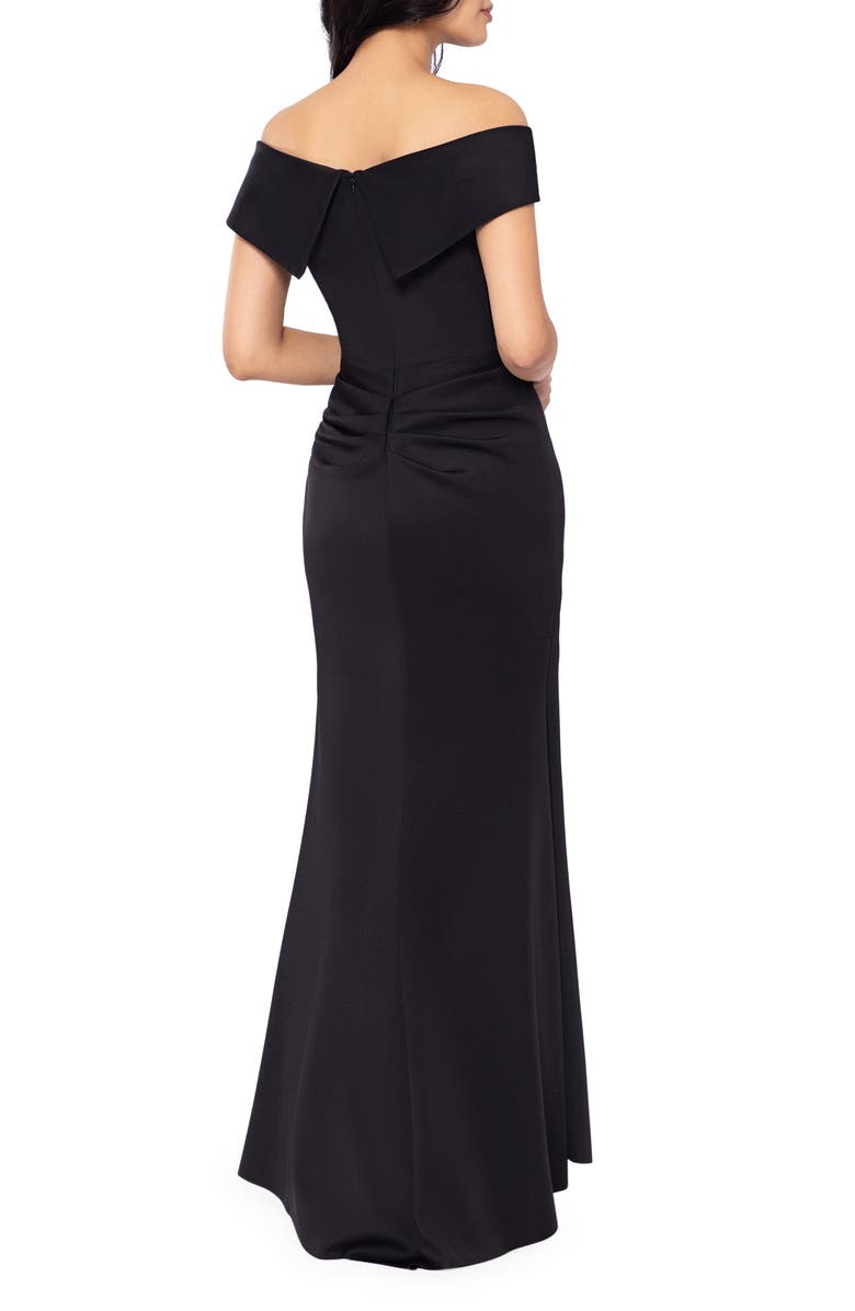 Ruffle Off the Shoulder Scuba Gown