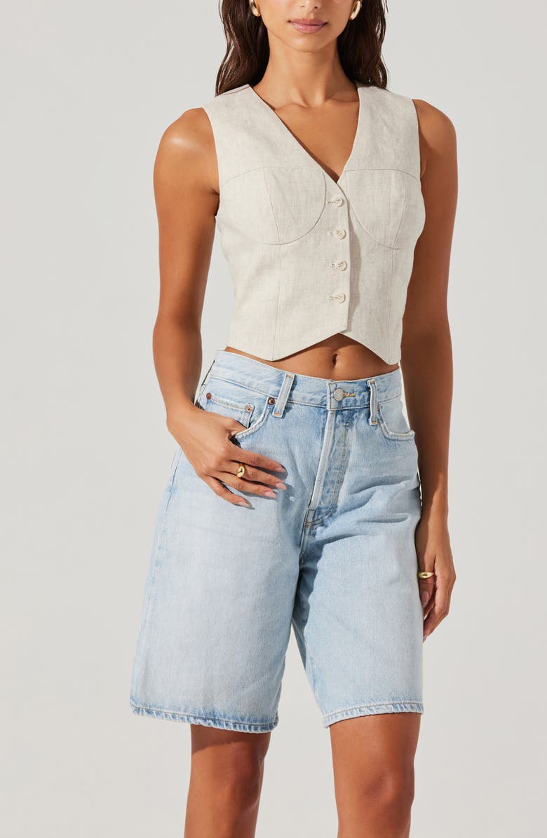 ASTR the Label Ossa Bustier Detail Linen Vest, Alternate, color,